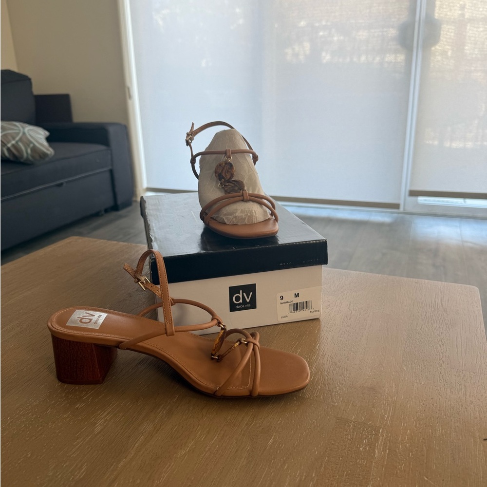 DV by Dolce Vita Women's Brown Strappy Block Heels